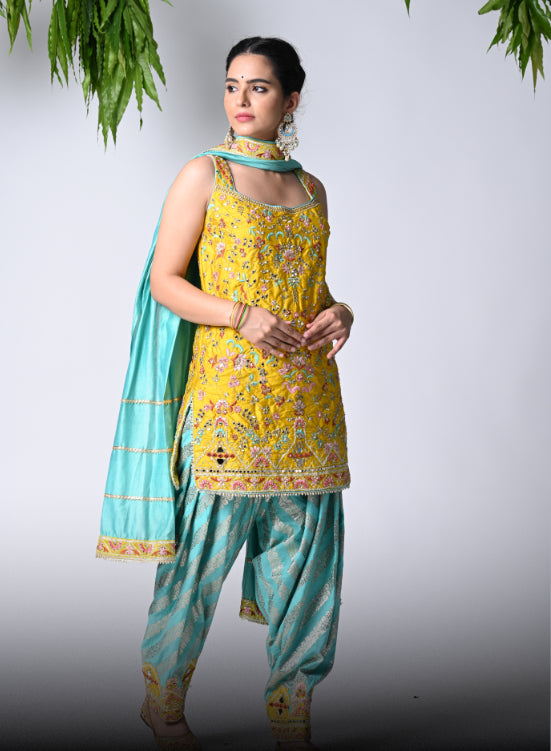 Suits Short Kurta Set With Salwars