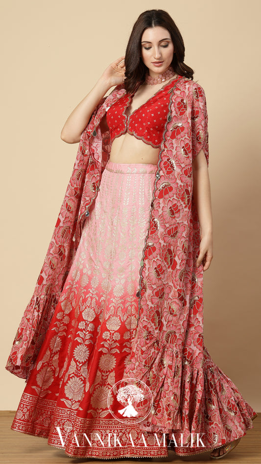 Pink Floral Sharara Set