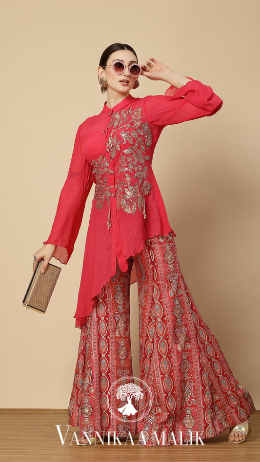 Rani Georgette Jacket Sharara Set