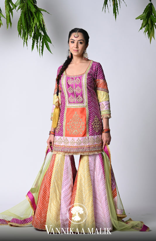 Multi colour Sharara Set