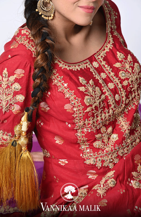 Red Anarkali Set