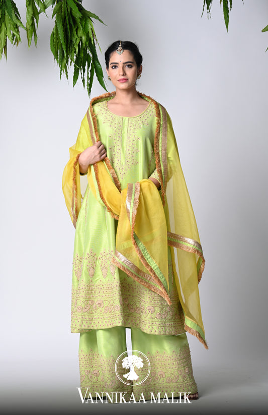 Lime Green Salwar Suits Set