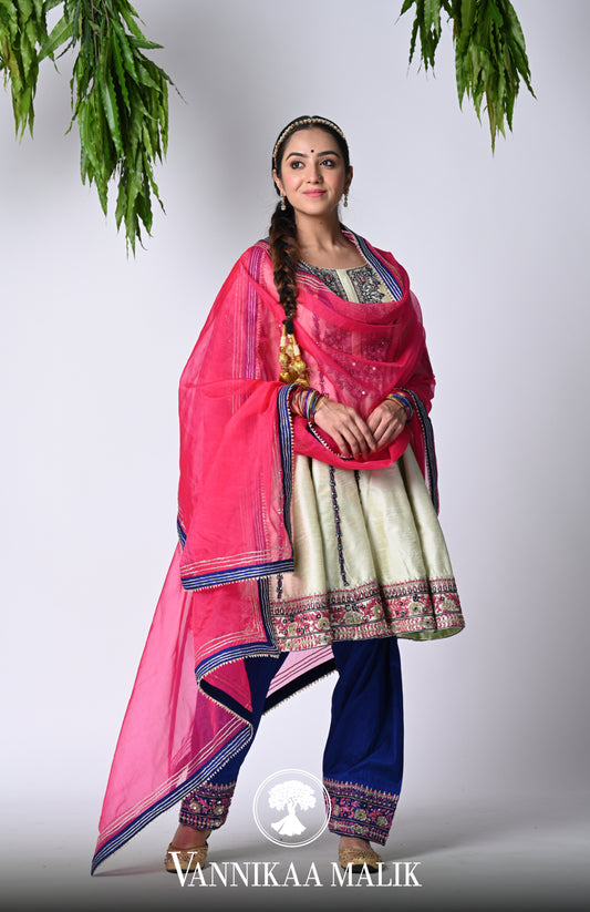 Navy Blue Anarkali Set