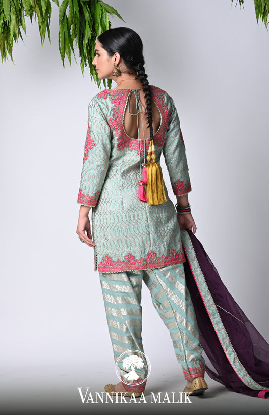 Aqua Salwar Suits Set