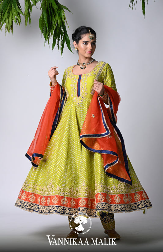 Lime Green  Anarkali Set