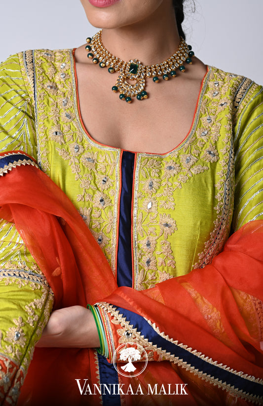 Lime Green  Anarkali Set