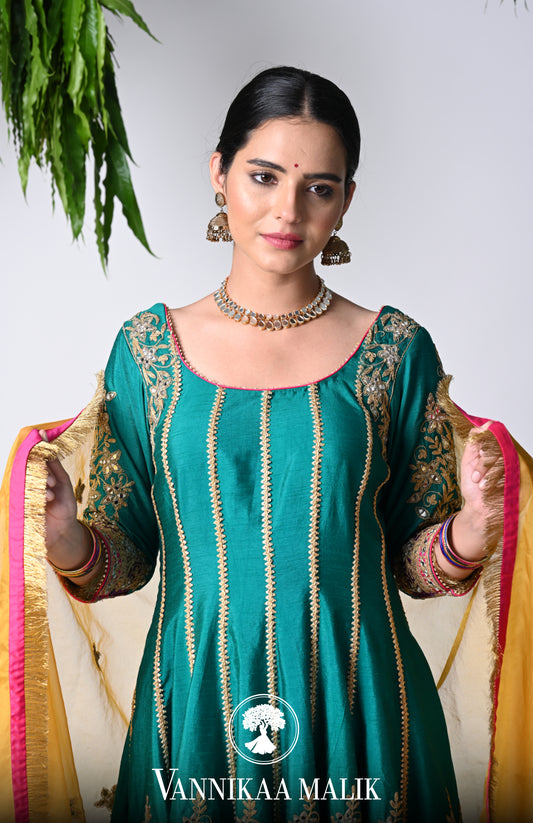 Rama Green Anarkali Set