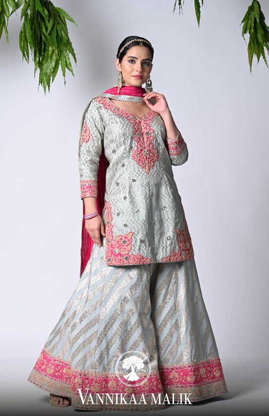 Powder blue Sharara Set