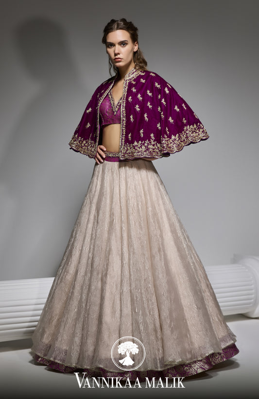 Purple Embroidered Lehenga Set